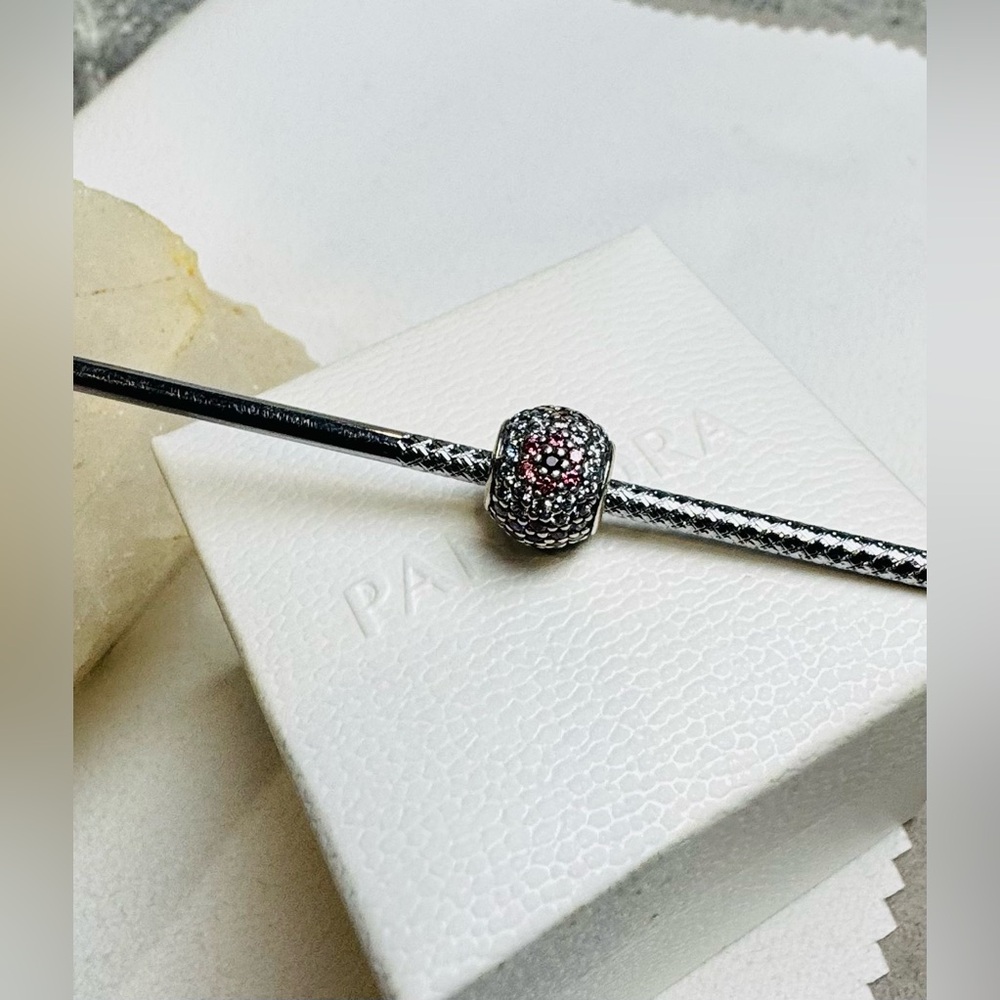 Authentic Pandora Retired Pave ‘Shimmering Flower’ S925 Ale Charm - Picture 6 of 11